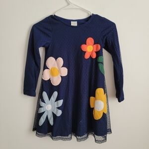 Hanna Andersson girls floral patch polkadot dress US 6-7